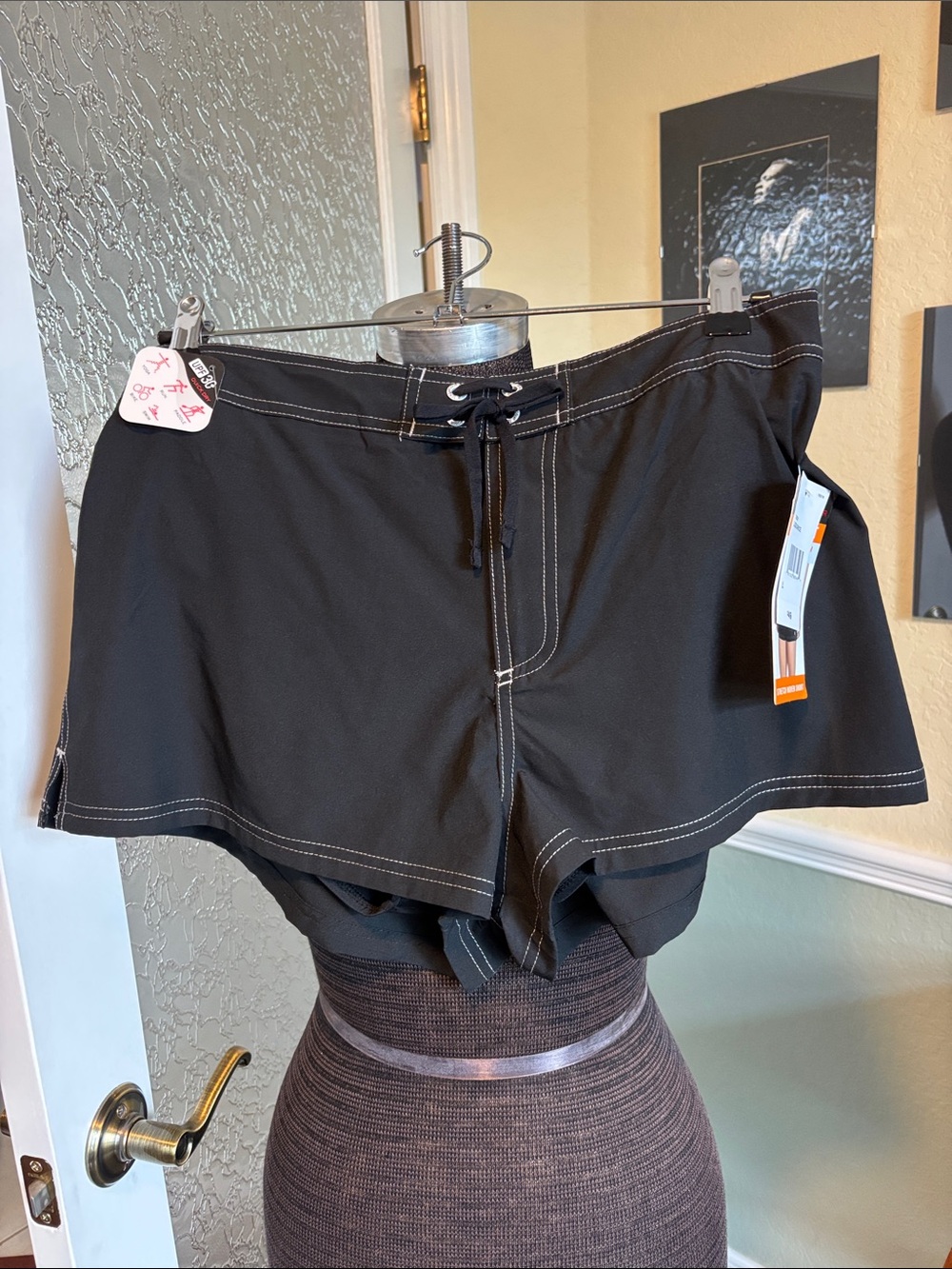 ZeroXposur Black Lace-Up Swim/Active Skort with Contrast Stitching